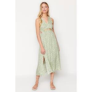 Trendyol Green Floral Cut Out Detailed Viscose Maxi Woven Dress