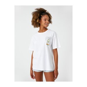 Koton Tweety Licensed T-Shirt. Oversized Crew Neck Short Sleeved. Back Printed.