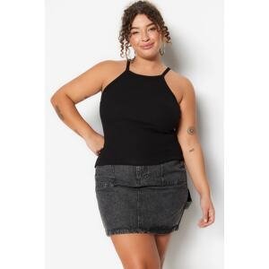 Trendyol Curve Black Barbell Collar Basic Knitted Tank Top