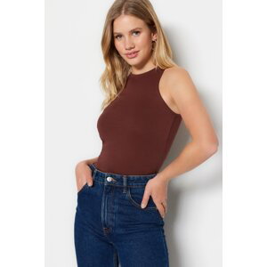 Trendyol Brown Cotton Halter Neck Fitted/Slippery Knitted Undershirt