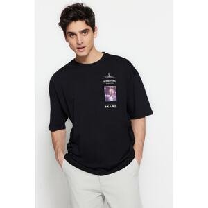 Trendyol Men's Black Oversize Crew Neck Short Sleeve T-Shirt