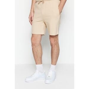 Trendyol Limited Edition Men's Beige Regular 100% Cotton Textured Shorts