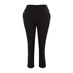Trendyol Curve Black Woven Gold Button Detailed Trousers