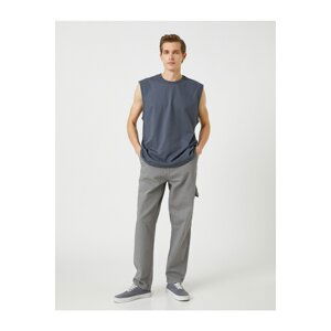 Koton Wide Cut Pocket Detailed Buttoned Cotton Canvas Trousers