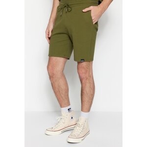Trendyol Limited Edition Khaki Men's Regular 100% Cotton Fit Tag Detail Textured Shorts &; Bermuda