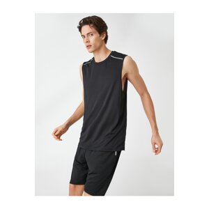 Koton Athletic Tank Top With Shoulder Print Detail, Sleeveless Crew Neck Breathable Fabric.