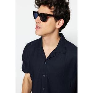 Trendyol Navy Regular Fit Wide Collar Summer Shirt