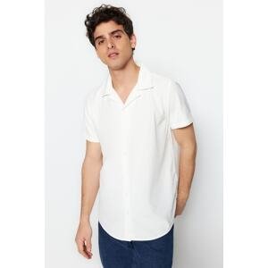 Trendyol White Men's Regular Fit Fitted Crepe Collar Summer Shirt