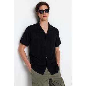 Trendyol Black Men's Regular Fit Apache Collar Summer Viscose Shirt