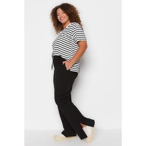 Trendyol Curve Black Straight Fit Thin Slit Knitted Sweatpants