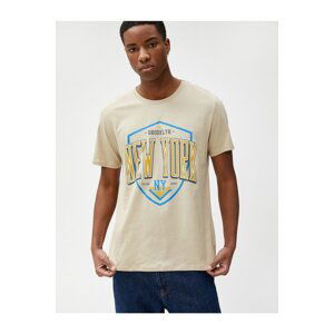 Koton College T-Shirt Printed Short Sleeve Slim Fit Crew Neck