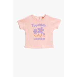 Koton Baby Girl Short Sleeve Crew Neck Floral Printed T-Shirt 3smg10100ak