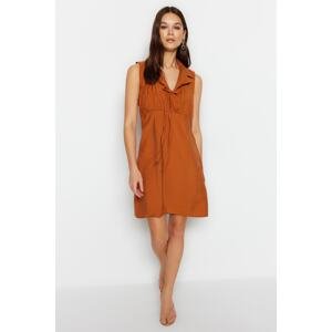 Trendyol Orange A-line/Bell Form Jacket Collar Mini Woven Dress