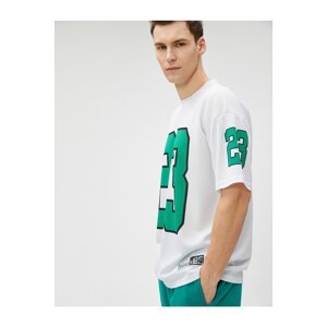 Koton Oversize T-Shirt College Embroidered Crew Neck Short Sleeve