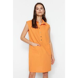 Trendyol Orange Woven Buttoned Woven Dress