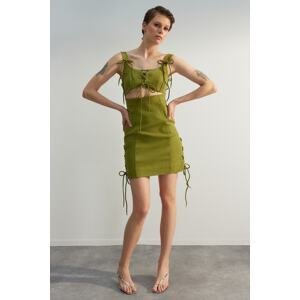 Trendyol Khaki Limited Edition Tie Detailed Woven Dress