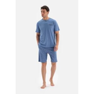 Dagi Blue Crew Neck Short Sleeve Cotton Modal Pajama Set