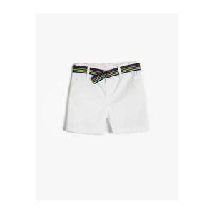 Koton Shorts with Belt Detail, Pockets, Cotton, Adjustable Elastic Waist