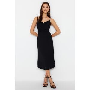 Trendyol Black Strappy Chest Detail A-Line/Chill Form Midi Woven Dress
