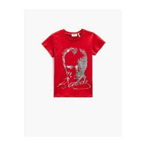Koton Printed Red Girl's T-shirt 3skg10045ak