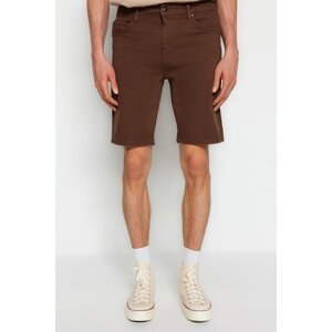 Trendyol Brown Men's Regular Fit Flexible Fabric Denim Jeans Shorts & Bermuda