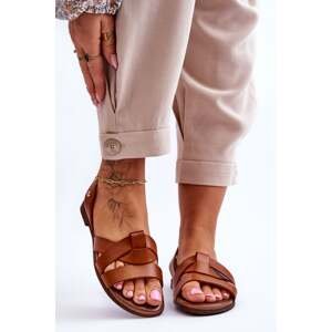 Pohodlné kožené sandály Hnědé Kayla