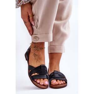 Pohodlné kožené sandály Černé Kayla