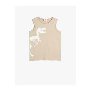 Koton Undershirt Dinosaur Printed Sleeveless Crew Neck Cotton