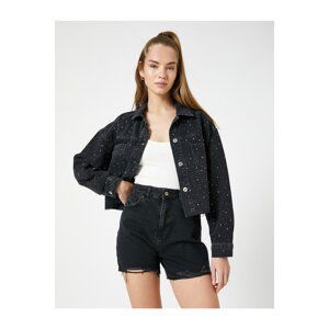 Koton Aslıhan Malbora X - Embellished Crop Denim Jacket