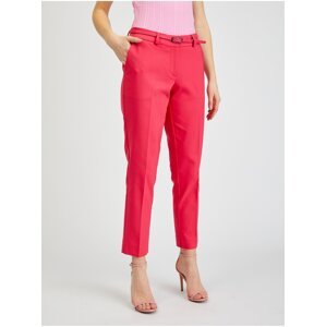 Orsay Tmavě růžové dámské zkrácené kalhoty s páskem - Dámské