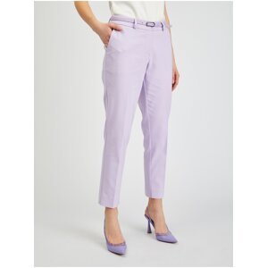Orsay Světle fialové dámské zkrácené kalhoty s páskem - Dámské