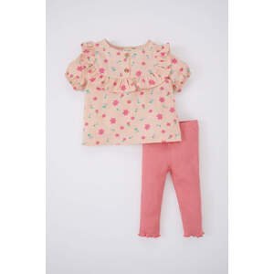 DEFACTO Baby Girl Crew Neck Floral Twill 2-Pack Set