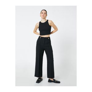 Koton Wide Leg Fabric Trousers Button Detailed