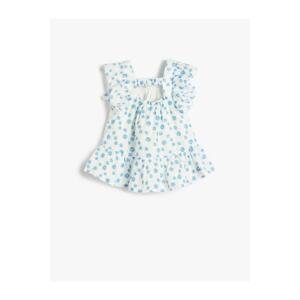 Koton Dress Floral Scallop Embroidered Ruffles with Window Detail on the Back