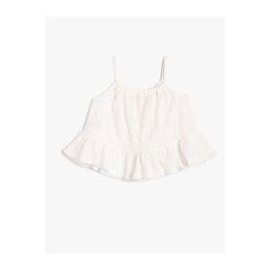 Koton Crop Top with Embroidered Scallops, Straps, Relaxed Cut