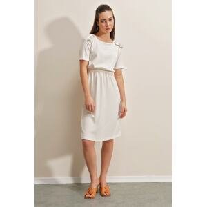 Bigdart 2375 Button Detailed Knitted Dress - White