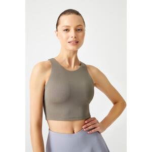 LOS OJOS Khaki Barbell Neckline Bra T-shirt