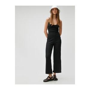 Koton Wide Leg Jumpsuit with Rope Straps Draped Wrap