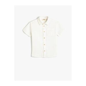 Koton Linen Shirt Short Sleeved, Pocket Detailed.