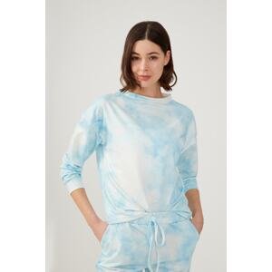 LOS OJOS Women's Blue Batik Patterned Pajama Set
