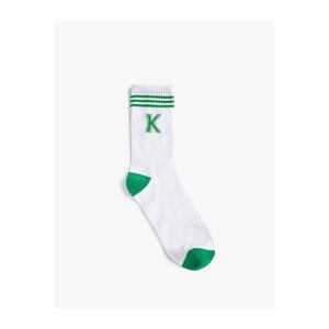 Koton College Socket Socks Embroidered Color Blocked