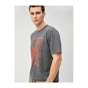 Koton Geometric T-Shirt with Printed Crew Neck Short Sleeve