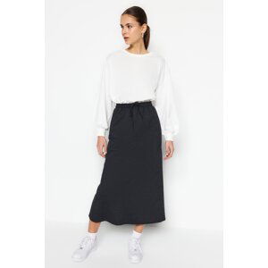 Trendyol Anthracite Knitted Skirt with Stitching Detail in the Front and Elastic Waist