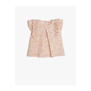 Koton Floral Ruffled Round Neck Back Button Closure