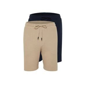 Trendyol Navy Blue-Beige Men's Drawstring Shorts & Bermuda