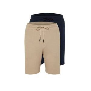 Trendyol Navy Blue-Beige Men's Corded Shorts & Bermuda