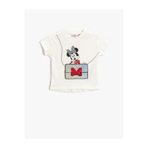 Koton Minnie Mouse Licensed T-Shirt with Sequins and Sequins