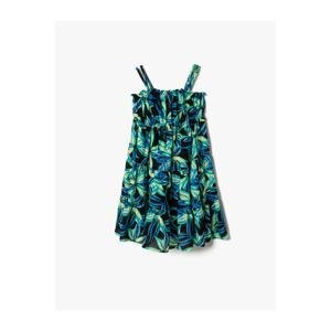 Koton Straps Floral Midi Dress Linen Blend