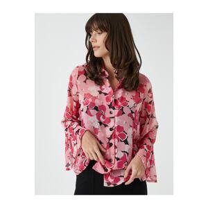 Koton Floral Shirt with Wide Long Sleeves