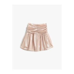Koton Midi Skirt with Shiny Draping Detail.